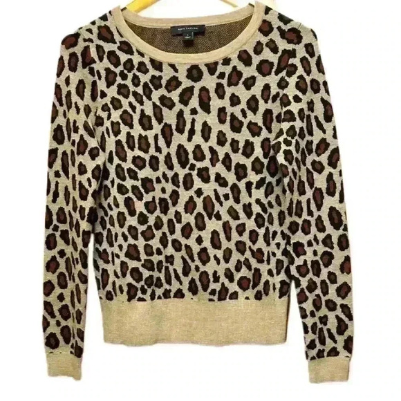 Ann Taylor Leopard Print Womens Sweater S Wool Blend Crewneck Animal Print - Picture 3 of 9